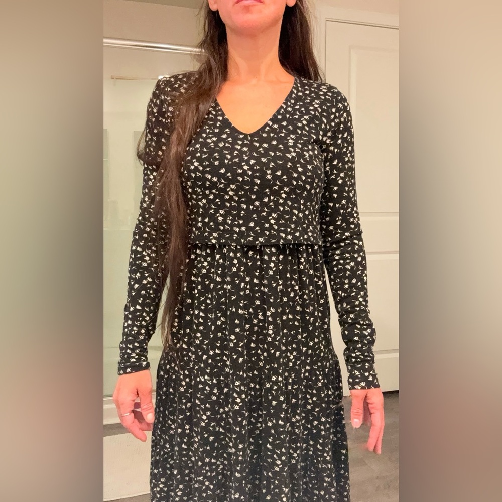 Seraphine Black and White Long Sleeve Dress